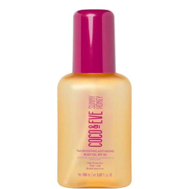 Tan impulsando el aceite corporal antienvejecimiento SPF30 Coconut & Eve. Precio: 33 euros